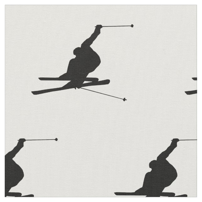 Tissu Silhouette de skieur de neige (Fermer)