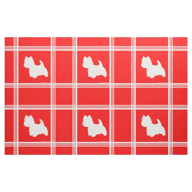 Tissu Silhouette de Westie sur fond rouge (Fat Quarter)