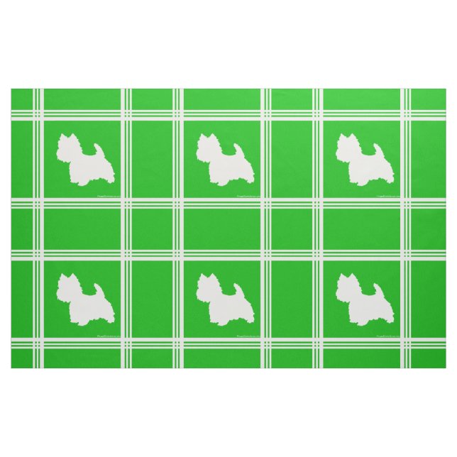 Tissu Silhouette de Westie sur fond vert (Fat Quarter)