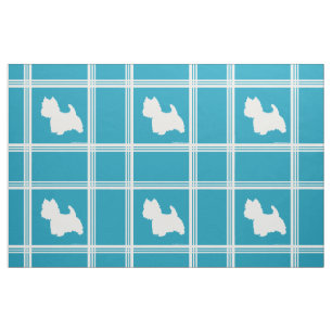 Tissu Silhouette de Westie sur turquoise