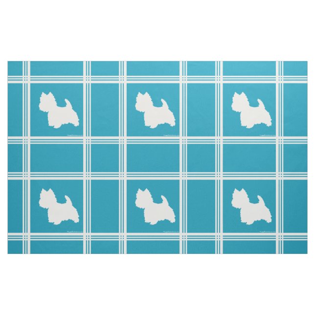 Tissu Silhouette de Westie sur turquoise (Fat Quarter)