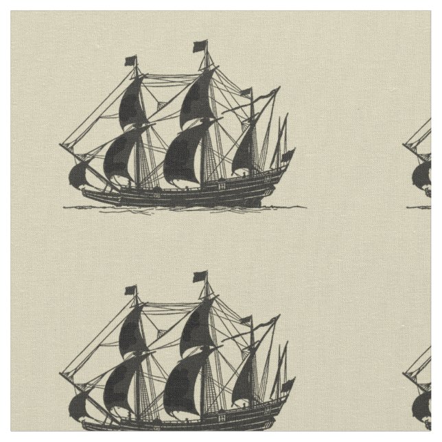 Tissu Silhouette du navire avec voiles de billage (Fermer)