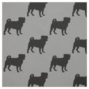 Tissu Silhouette noire de carlin - conception simple de