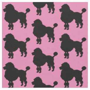 Tissu Silhouette noire de chien de caniche