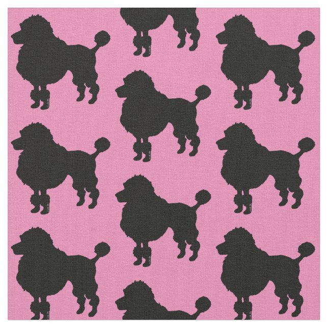 Tissu Silhouette noire de chien de caniche (Fermer)