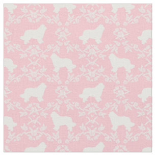 Tissu silhouette rose chien de terre-neuve
