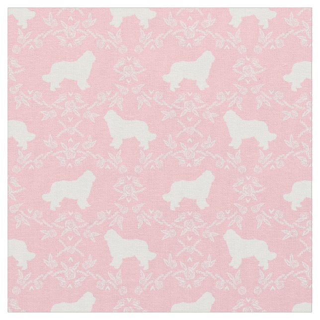 Tissu silhouette rose chien de terre-neuve (Fermer)