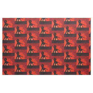 Tissu Silhouette rouge couple