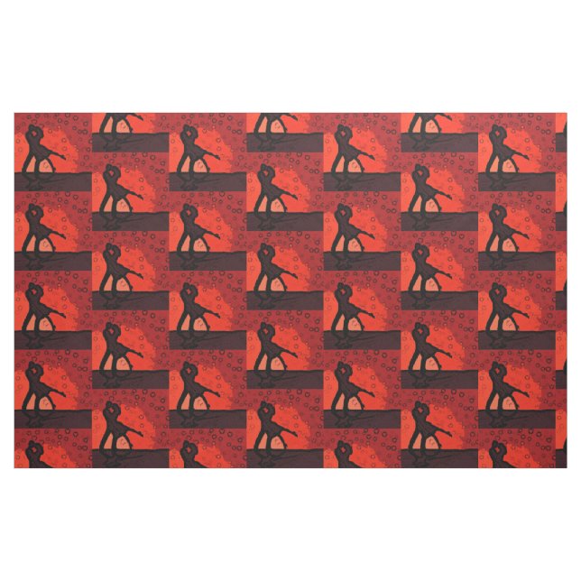 Tissu Silhouette rouge couple (Fat Quarter)
