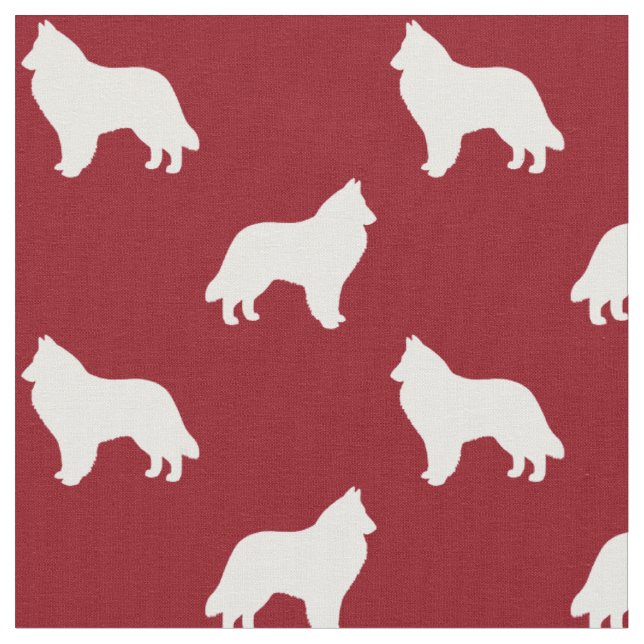 Tissu Silhouettes de berger belges rouge et blanc (Fermer)