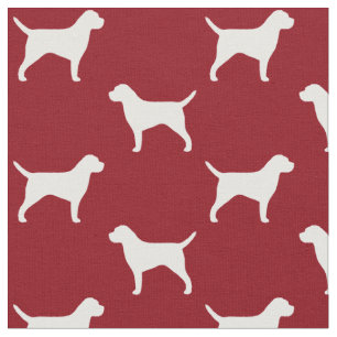 Tissu Silhouettes de Border Terrier motif rouge et blanc