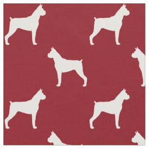 Tissu Silhouettes de Boxer Rouge et Blanc à Motifs
