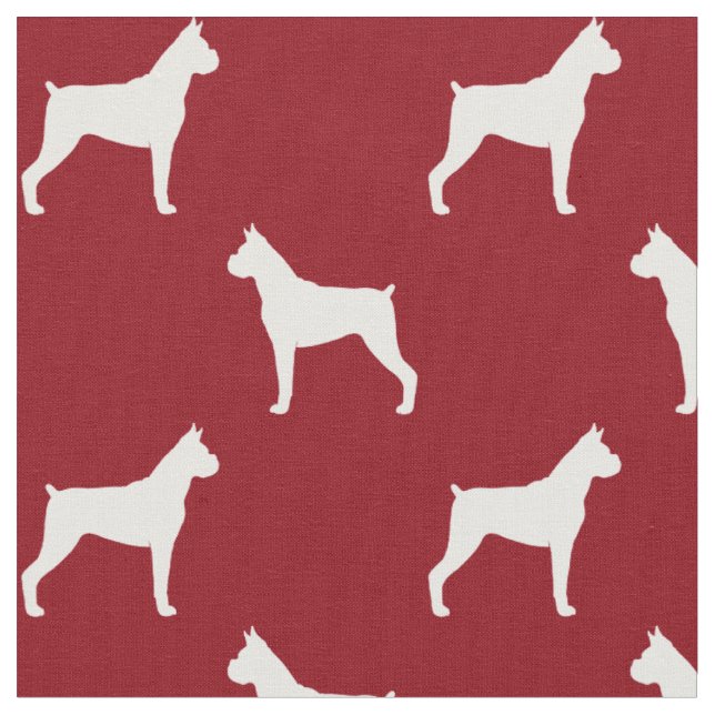 Tissu Silhouettes de Boxer Rouge et Blanc à Motifs (Fermer)