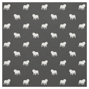 Tissu Silhouettes de Bulldog anglais Motif gris et blanc