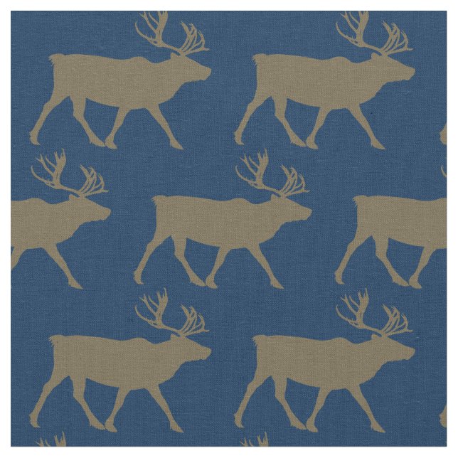 Tissu Silhouettes de caribou bleu (Fermer)