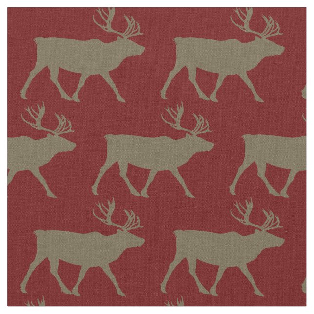 Tissu Silhouettes de caribou rouge (Fermer)