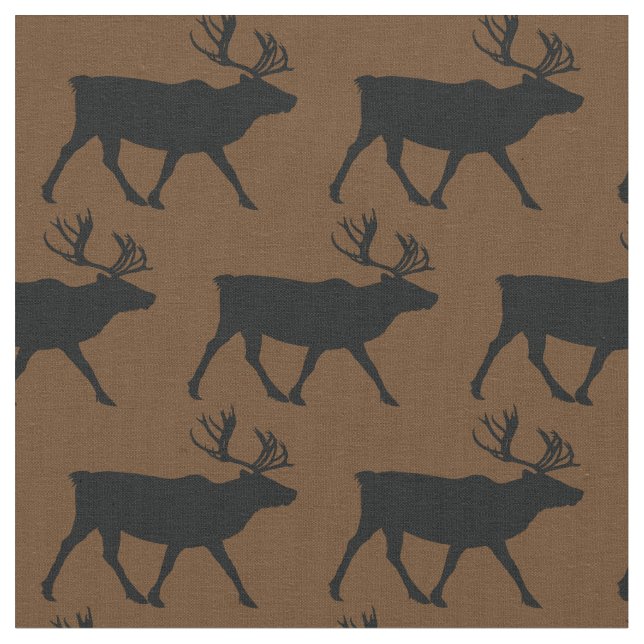 Tissu Silhouettes de caribous marron (Fermer)