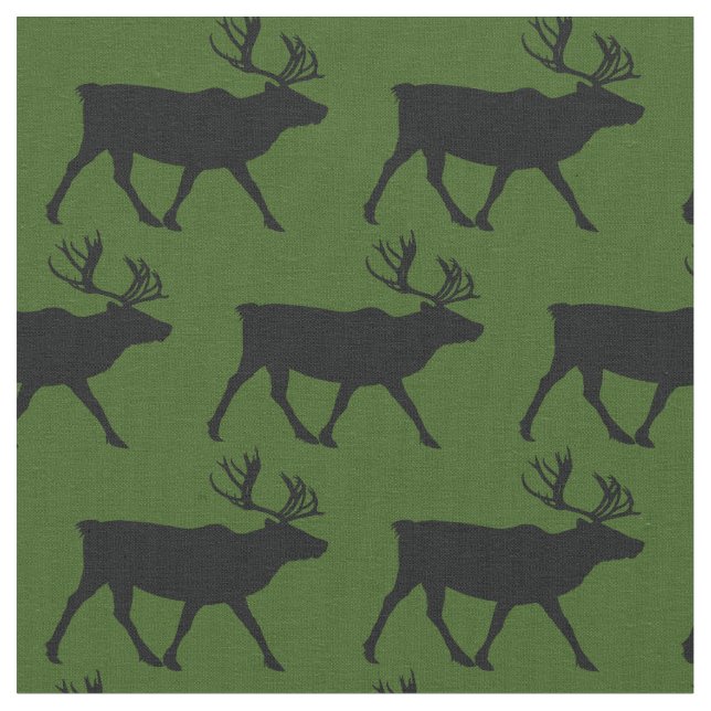 Tissu Silhouettes de caribous verts (Fermer)