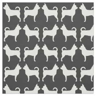 Tissu Silhouettes de chien Chihuahua motif gris et blanc