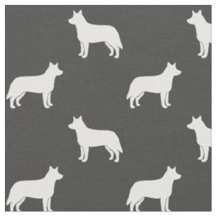 Tissu Silhouettes de chien de bétail australien blanc et