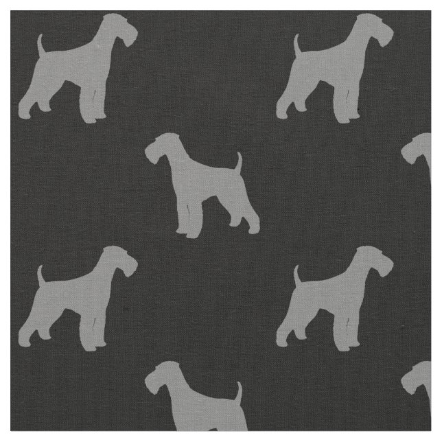 Tissu Silhouettes de chien de Terrier d'Airedale Gris Mo (Fermer)