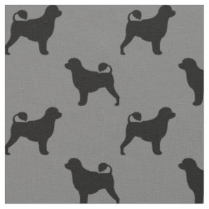 Tissu Silhouettes de chien d'eau portugais gris et noir