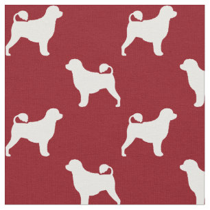 Tissu Silhouettes de chien d'eau portugais rouge et blan