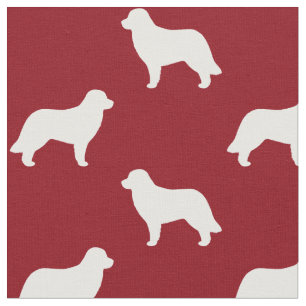 Tissu Silhouettes de chien Leonberger motif rouge et bla