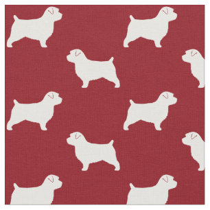 Tissu Silhouettes de chien Norfolk Terrier rouge et blan