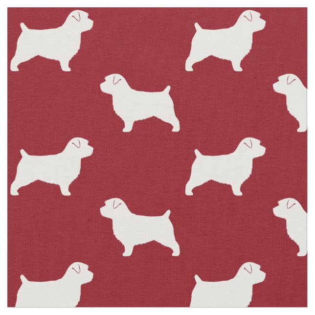 Tissu Silhouettes de chien Norfolk Terrier rouge et blan (Fermer)
