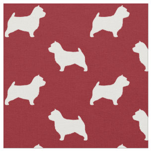Tissu Silhouettes de chien Norwich Terrier Rouge et Blan