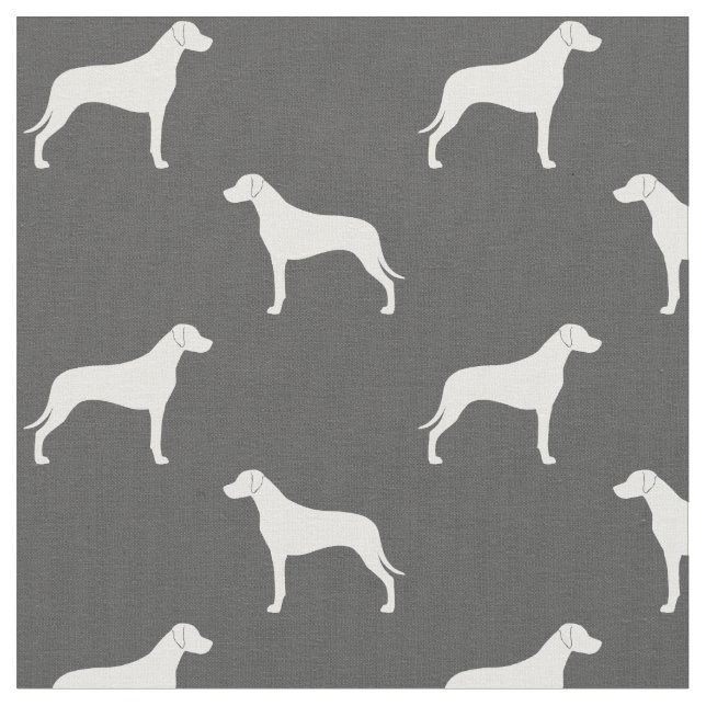 Tissu Silhouettes de chien Rhodesian Ridgeback Gris et B (Fermer)