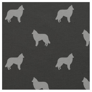 Tissu Silhouettes de chien Tervuren belge Gris et Noir