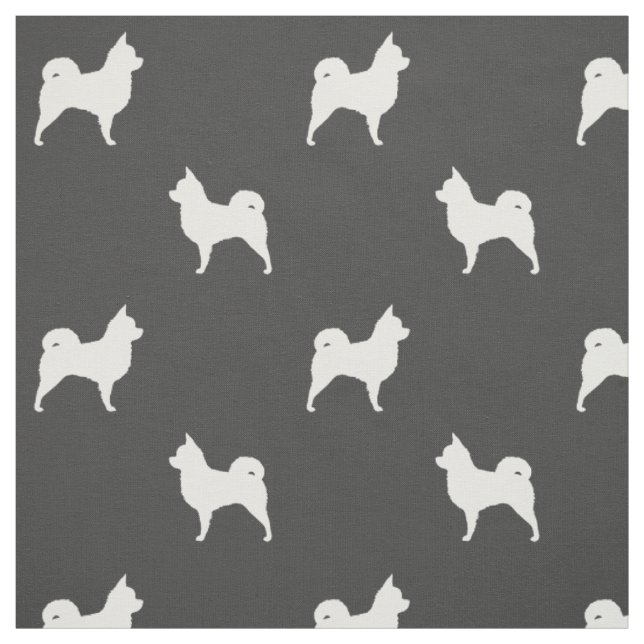Tissu Silhouettes de Chihuahua à poil long Blanc et Gris (Échantillon)