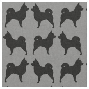 Tissu Silhouettes de Chihuahua à pois longs Gris et noir