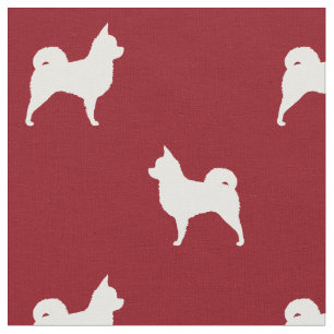Tissu Silhouettes de Chihuahua à pois longs rouge et bla