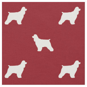 Tissu Silhouettes de Cocker Spaniel rouge et blanc à mot