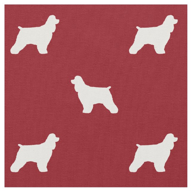 Tissu Silhouettes de Cocker Spaniel rouge et blanc à mot (Fermer)