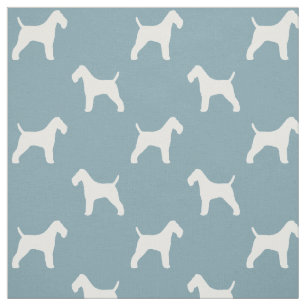Tissu Silhouettes de Fox Terrier à poil dur blanc et ble