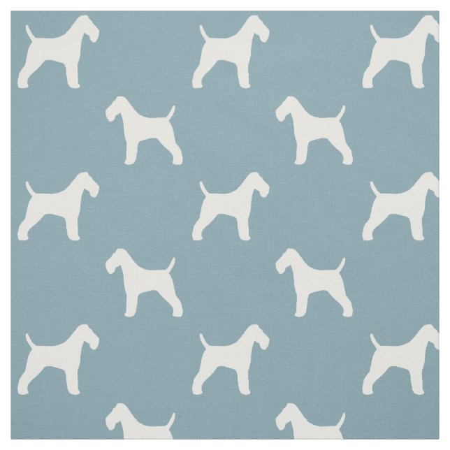 Tissu Silhouettes de Fox Terrier à poil dur blanc et ble (Échantillon)