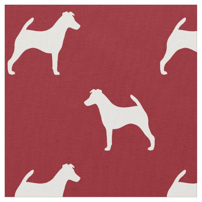 Tissu Silhouettes de Fox Terrier Glabre Rouge et Blanc (Fermer)