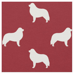 Tissu Silhouettes de Grand Pyrenees Motif Rouge et Blanc