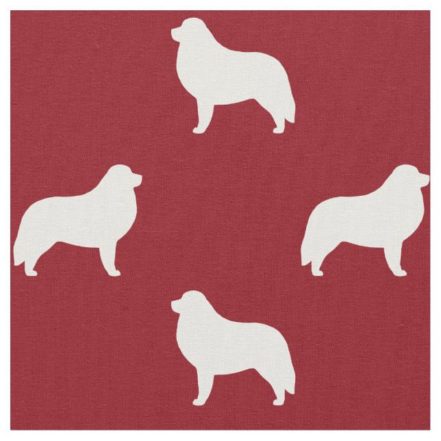 Tissu Silhouettes de Grand Pyrenees Motif Rouge et Blanc (Fermer)