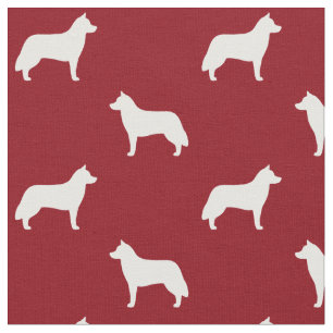 Tissu Silhouettes de Husky Sibérien Motif Rouge et Blanc