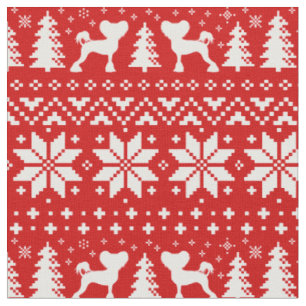 Tissu Silhouettes de Noël Chinoises Croisés Chiens de No