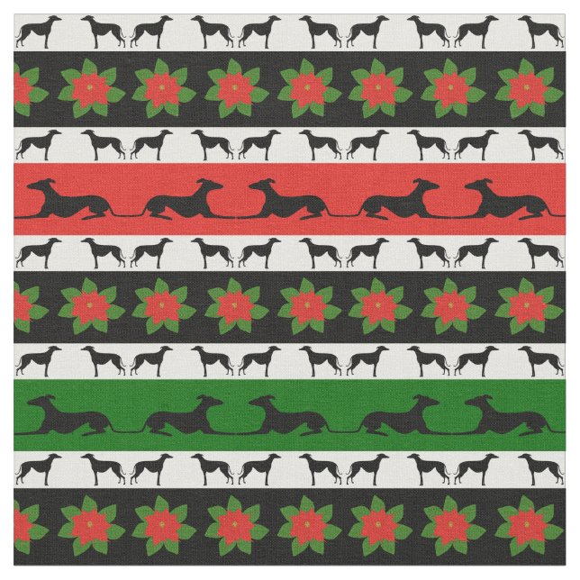 Tissu Silhouettes de Noël Greyhound (Fermer)