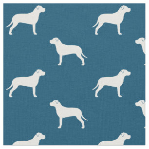 Tissu Silhouettes de Pit Bull à motif bleu et blanc