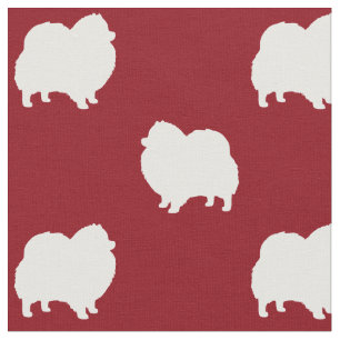 Tissu Silhouettes de Poméranie à motif rouge et blanc