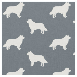 Tissu Silhouettes de race de chien Border Collie à motif