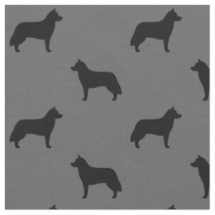 Tissu Silhouettes de race de chien Husky Sibérien Patter